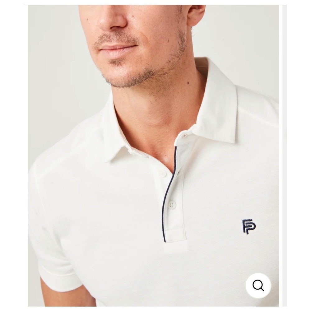 Flint Park Mens White Organic Cotton Blend Short Sleeve Polo Shirt Size M NWT
